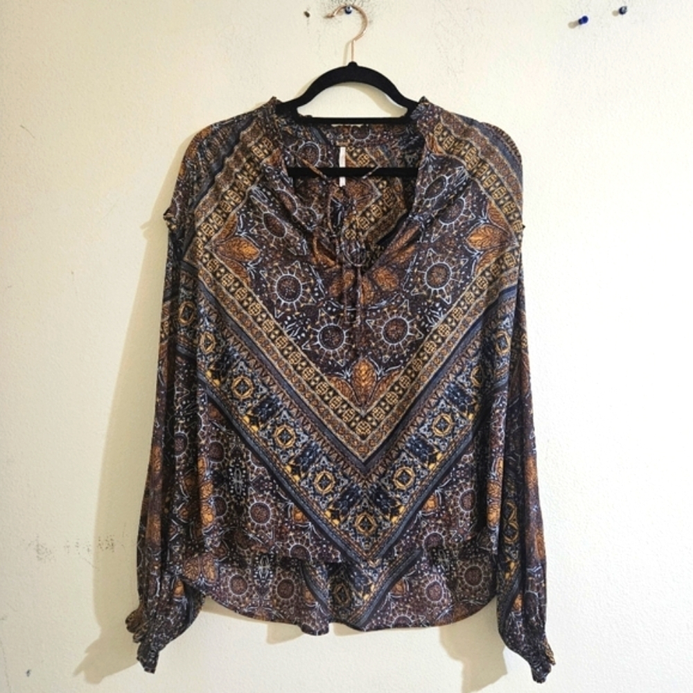 Free People Little Runaway Medallion Print Blouse